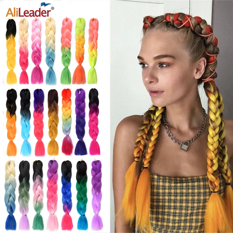 

24Inch Synthetic Hair Braids Pre Stretched Ombre Jumbo Braiding Braids Hair Extensions 100G/Pcs Wholesale Jumbo Braiding Hair