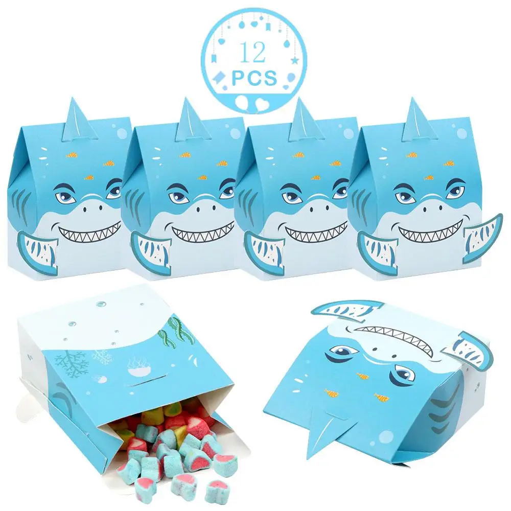 Blue Shark Теплая бумажная Подарочная коробка, упаковка для детского душа, коробка для конфет, свадебные сувениры и подарок для гостей, для мальчиков и девочек, украшения для вечеринки на день рождения - Цвет: Blue Shark