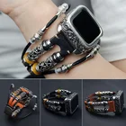 Ремешок для Apple Watch Band 41 мм 45 мм, кожаный винтажный браслет для Iwatch Bands 3840 мм 4244 мм, Series 7 SE 6 5 4 3