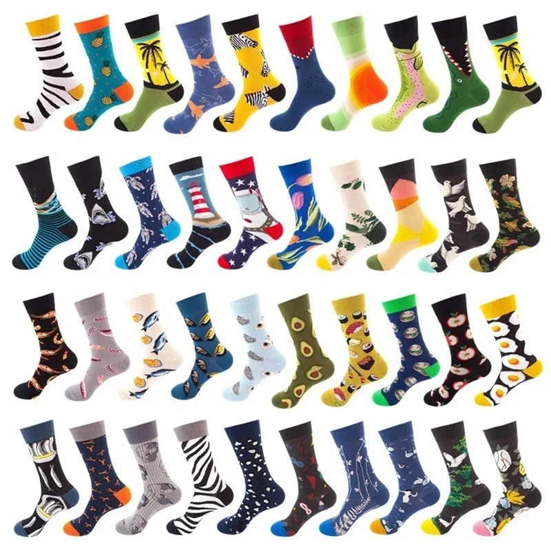 1 пара забавных носков на осень зиму хлопковая индивидуальная счастливый