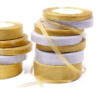 22metes lot width6 50mm goldsilver organza silk satin ribbons for crafts bow handmade gift wrap party wedding decorative