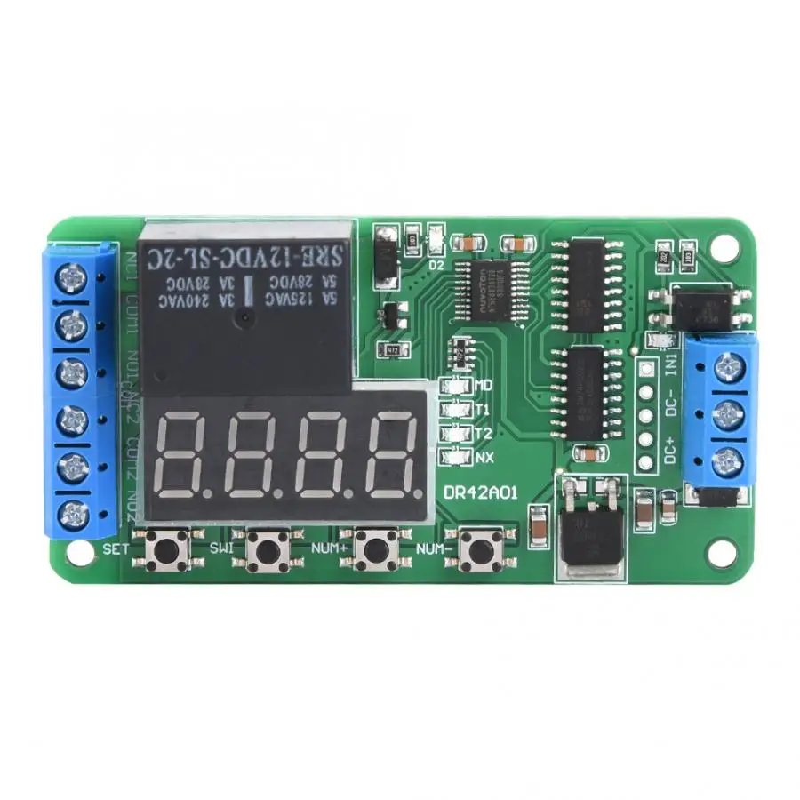 Многофункциональное Двухканальное реле времени DR42A01 DPDT0.1-9999 таймера задержки 12 В