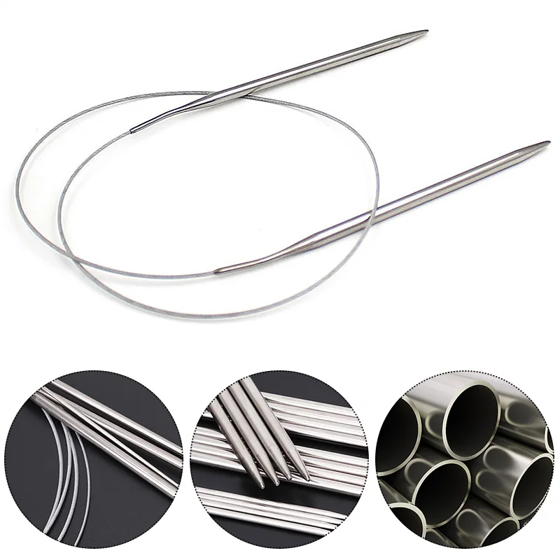 

Sweater knitting Needle Stainless Steel Ring Needlework 43/60/120cm Weaving Circular Knitting Needlework Kits DIY Knitted Tool