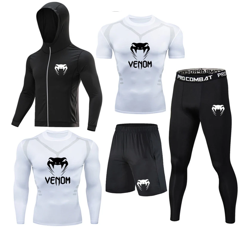 Спортивный костюм мужской быстросохнущая компрессионная футболка и штаны