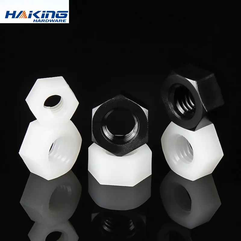 Nylon Hex Plastic Hexagon Black White Threaded Nuts M2 M2.5 M3 M4 M5 M6 M8 M10 M12 M14 M16 M18 M20 Hex Hard Nylon Nut for Bolts