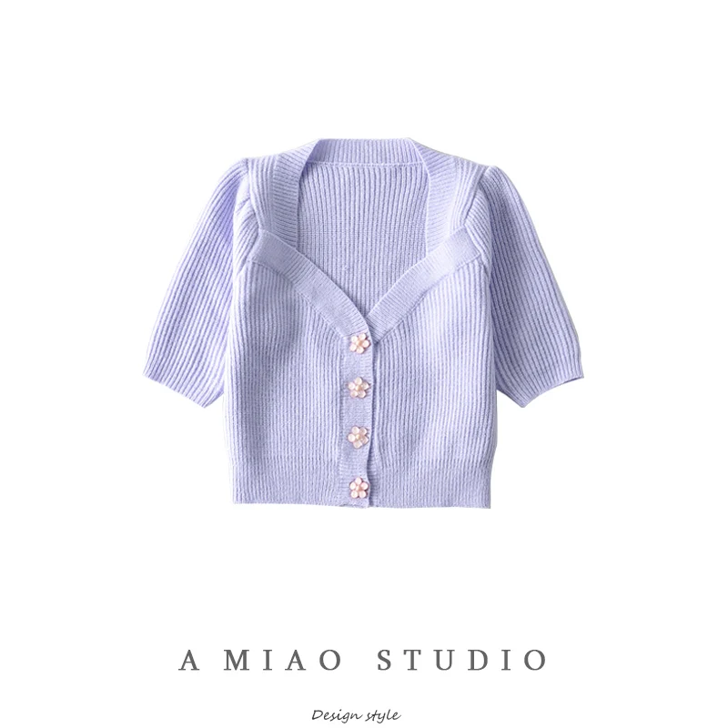 Ретро ранней весной женская одежда дизайн однорядные орнамент футболки с