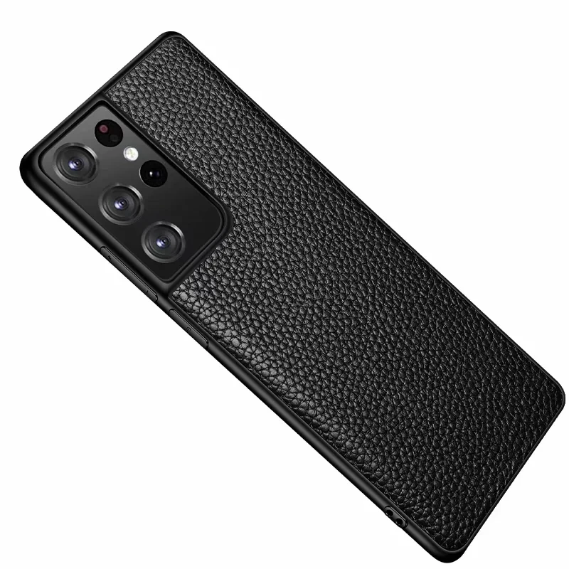 

Luxury Genuine Cowhide Leather Fine Grain Protective Phone Case For Samsung Galaxy S21 + Plus Ultra 5G Slim Light Flexible