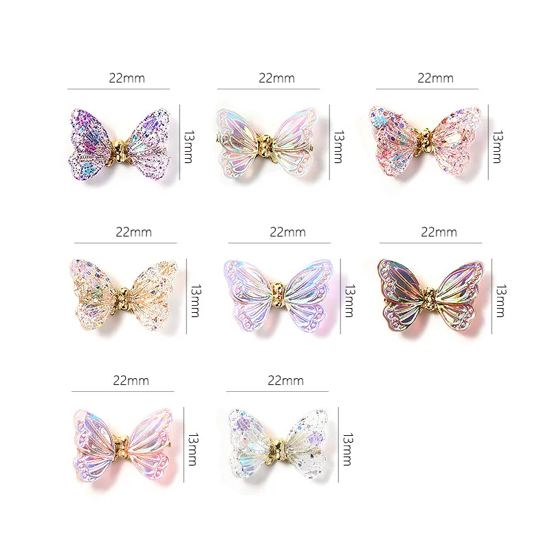 

3D Resin Butterfly Nail Art Decorations Aurora Colorful Ornament Manicure Flash Nail Decals For Manicure Accessories Tool