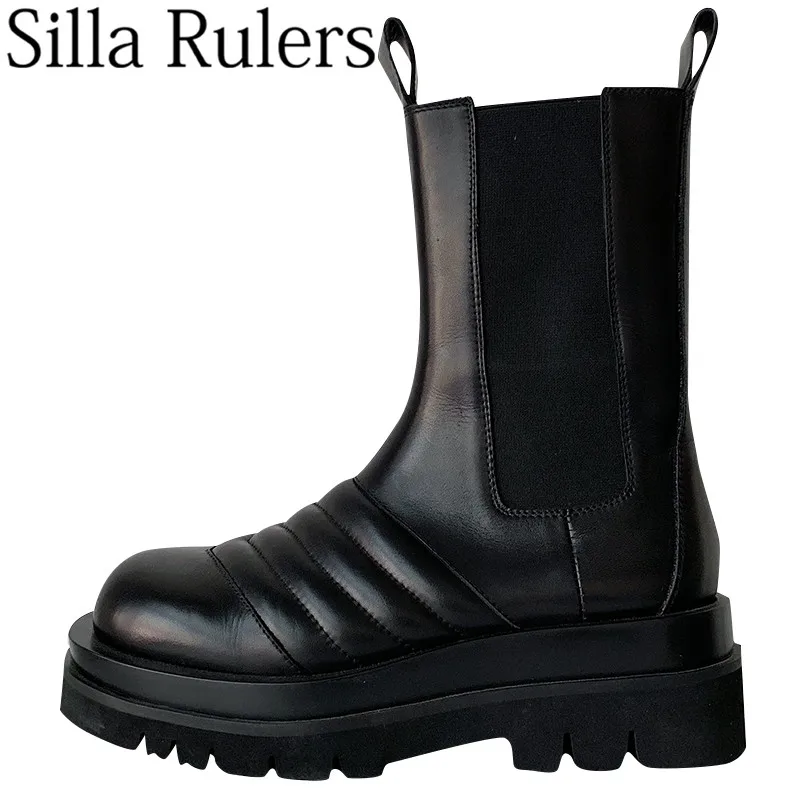 2019 Новые Стильные черные ботинки Челси на толстой подошве женские ботильоны с