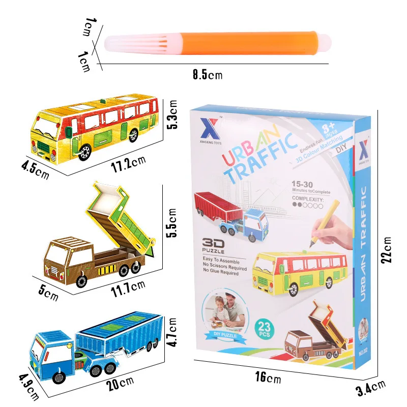 3D трехмерный бумажный пазл городской трафик 23 шт. граффити детский Развивающий