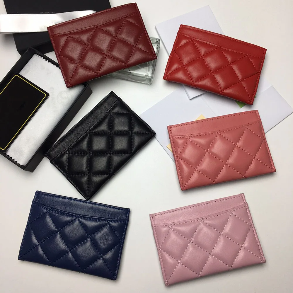 

Fast Welivery Luxury Brand High Quality Leather Card Case Diamond Pattern Unisex Wallet Caviar Sheepskin Coin Purse Classic