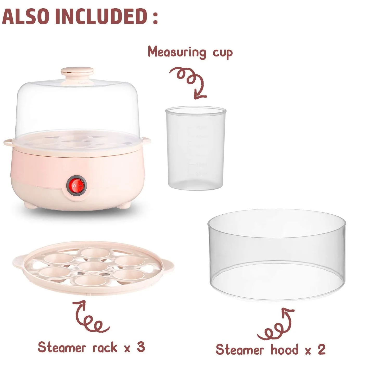 

HOT-Mini Electric Pan Boilers 3-Layer Boiled Egg Cooker Multifunctional Heat 21 Eggs Bun Food Boiler Steamer 220V Auto Shut