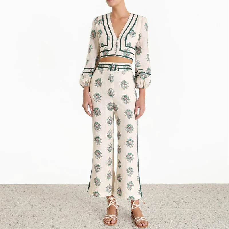 Подиумный дизайнерский Женский цветочный принт v-образный вырез планки с