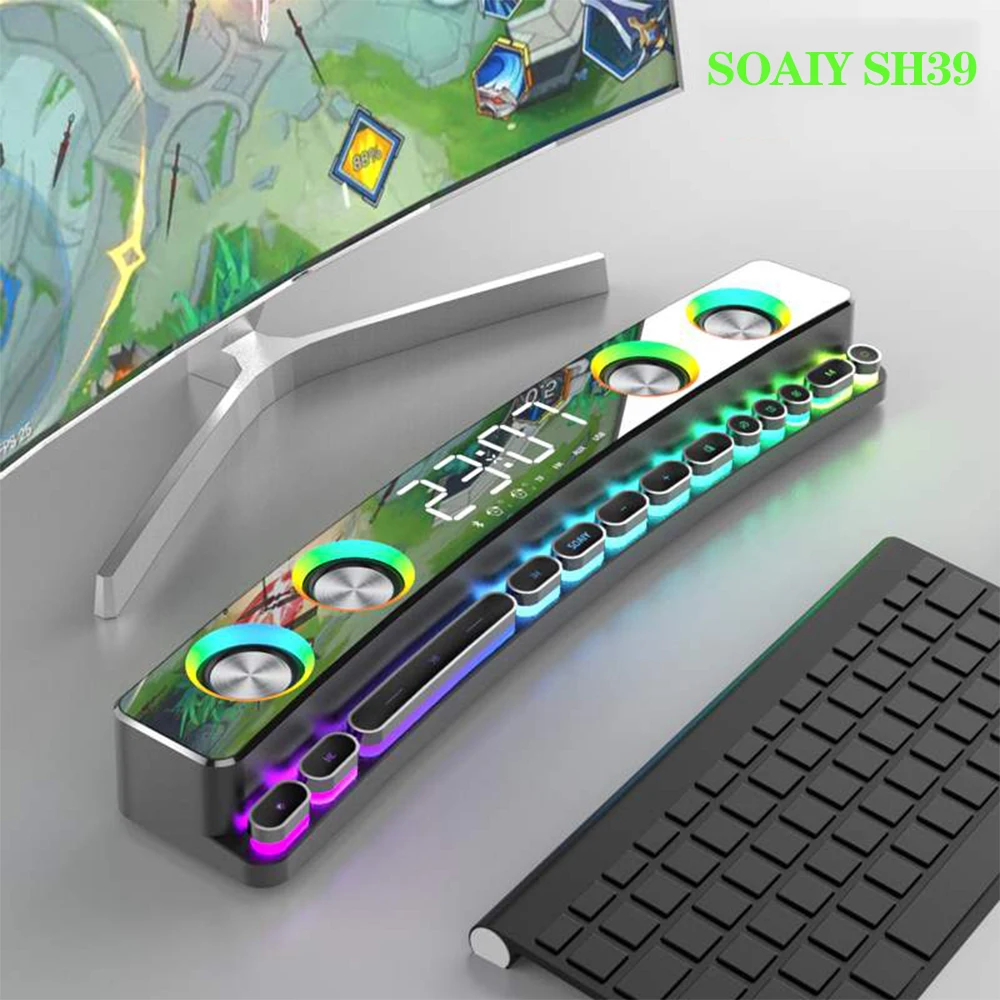 sony ericsson sh39 computer audio desktop notebook long multimedia gaming bluetooth speaker game subwoofer 7 color led lightsfm free global shipping