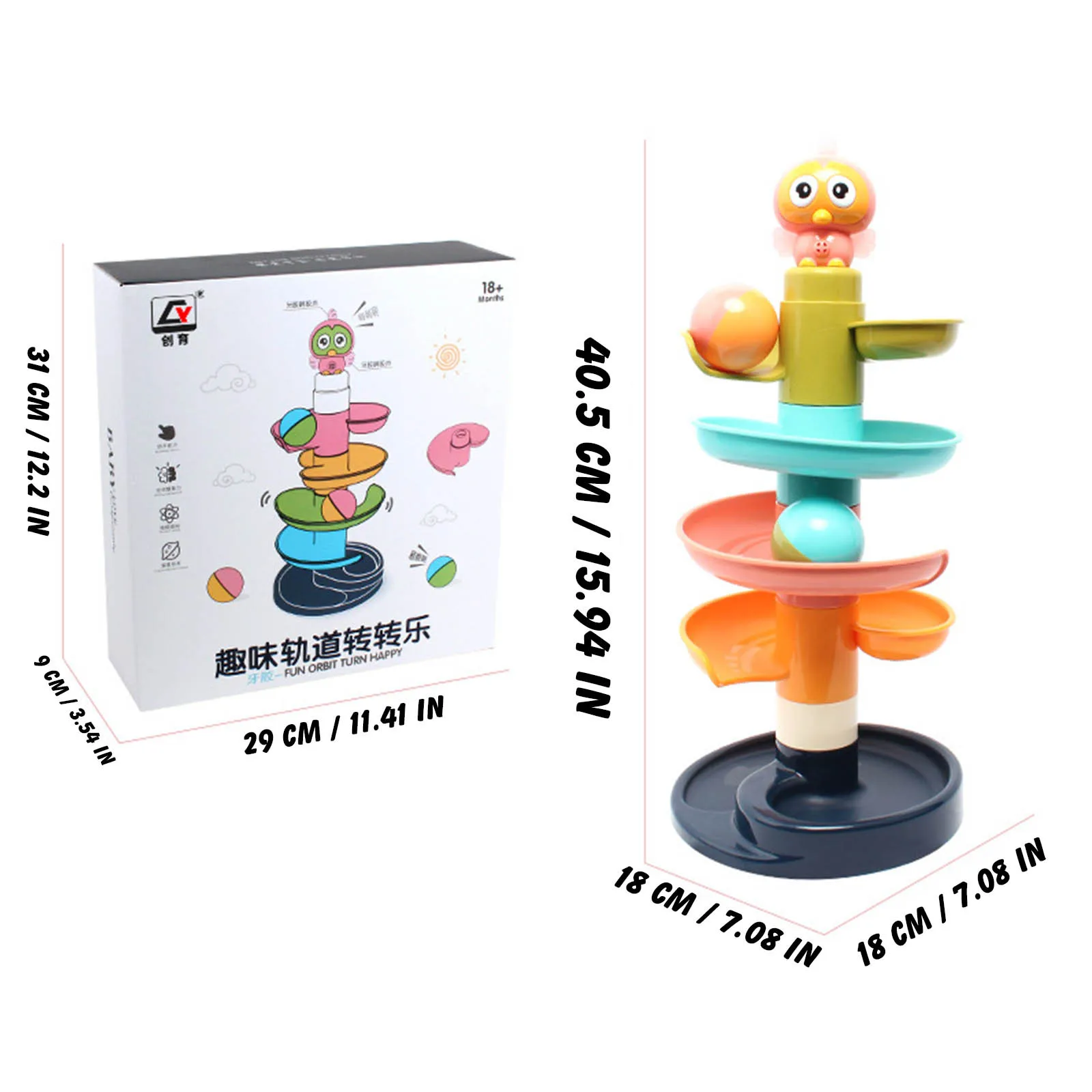 

Children's Play House Assembling Toy Track Revolving Ball Rolling Ball Baby Glid Easy to install Balle de piste jouet 40*