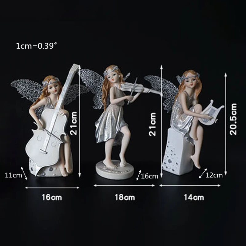 

Playing the Violin Music Girl Angel Statues Resin Statue Art Sculpture Crafts Figure Home Decoration Desk Ornaments Gifts