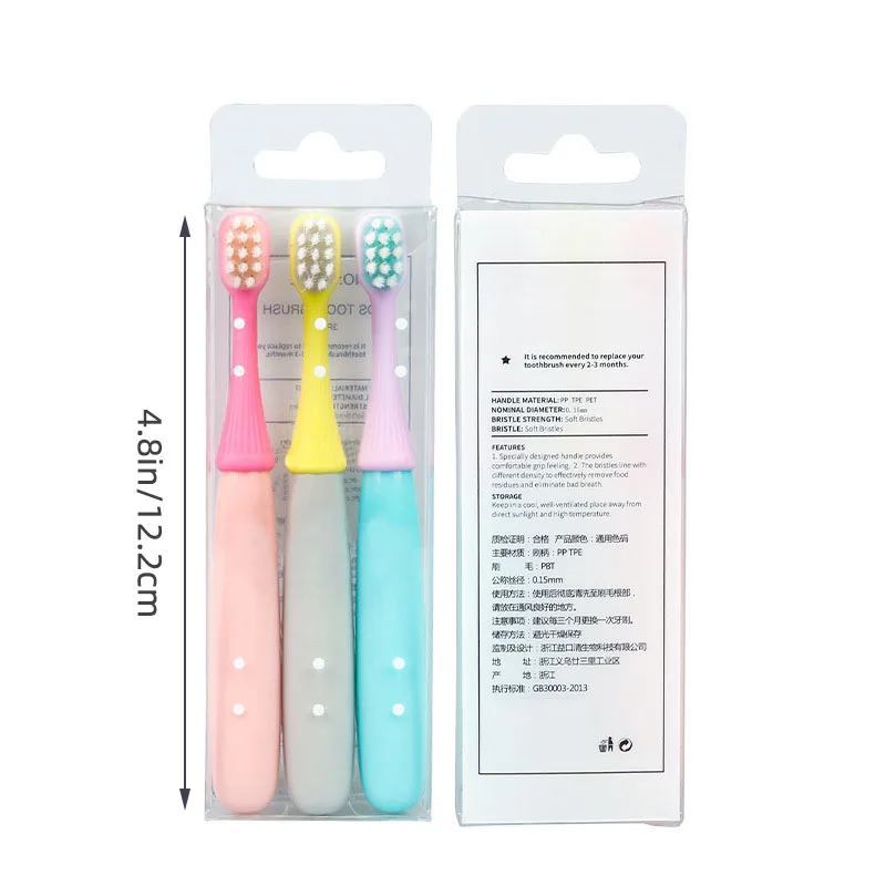 

3Pcs/Set Soft Silicone Short Head Baby Toothbrush For Boys Girls Infant Baby Teeth Care Single 2-6 Years Old Baby Toothbrush