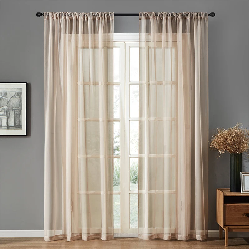 Современные однотонные тюлевые оконные шторы LISM для гостиной спальни украшения