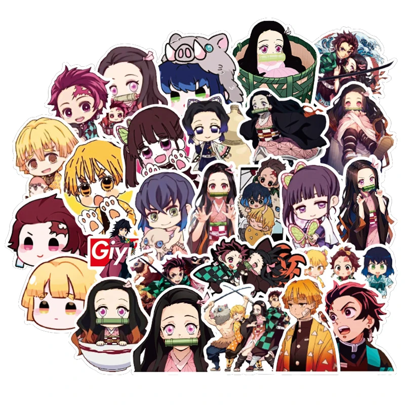 

50 шт., Виниловая наклейка Kimetsu No Yaiba, японское аниме, для автомобиля, гитары, ноутбука, скейтборда, клинок демона