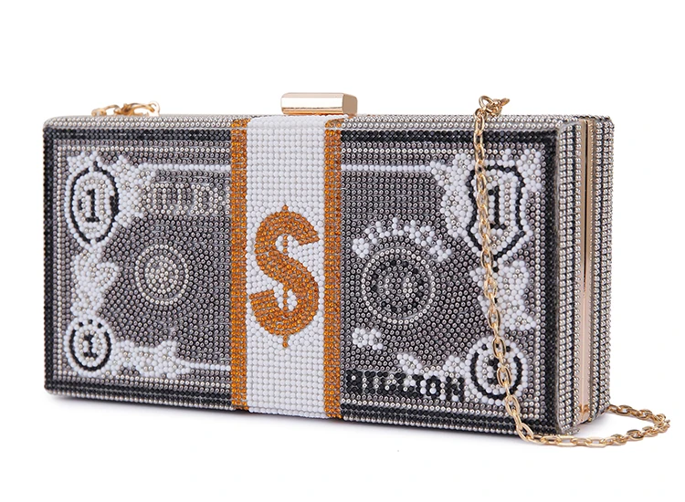 Роскошная сумка-клатч со стразами в форме доллара стильные модные женские