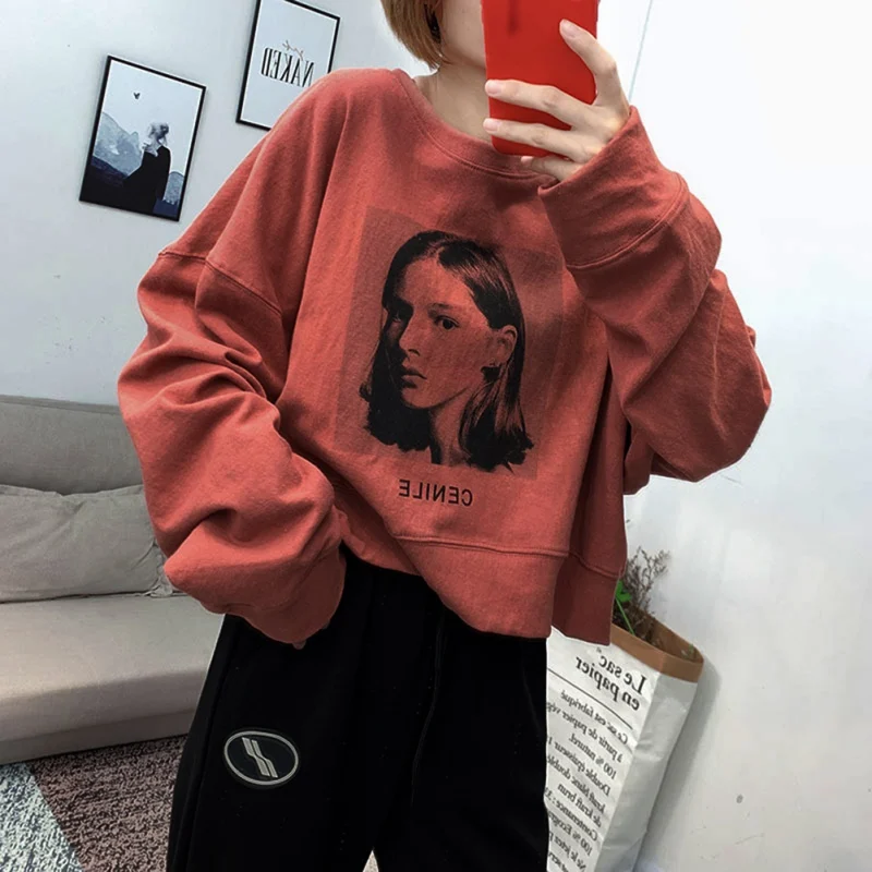 2020 оптовая продажа женская Повседневная Свободная Толстовка с круглым вырезом и