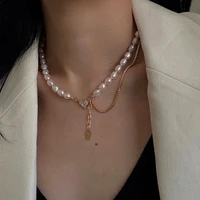 new korean fashion pearl diamond love necklaces for women 2021 retro simple personality temperament jewelry necklace wholesale