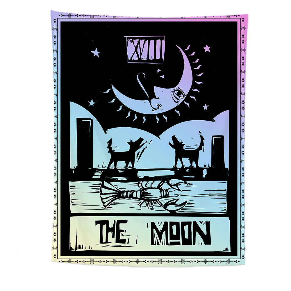 

Tarot Card Moon Tapestry Wall Hanging Bohemian Fire Torture Tapestries Home Decoration Room Decor Bedroom Living Sofa Blanket