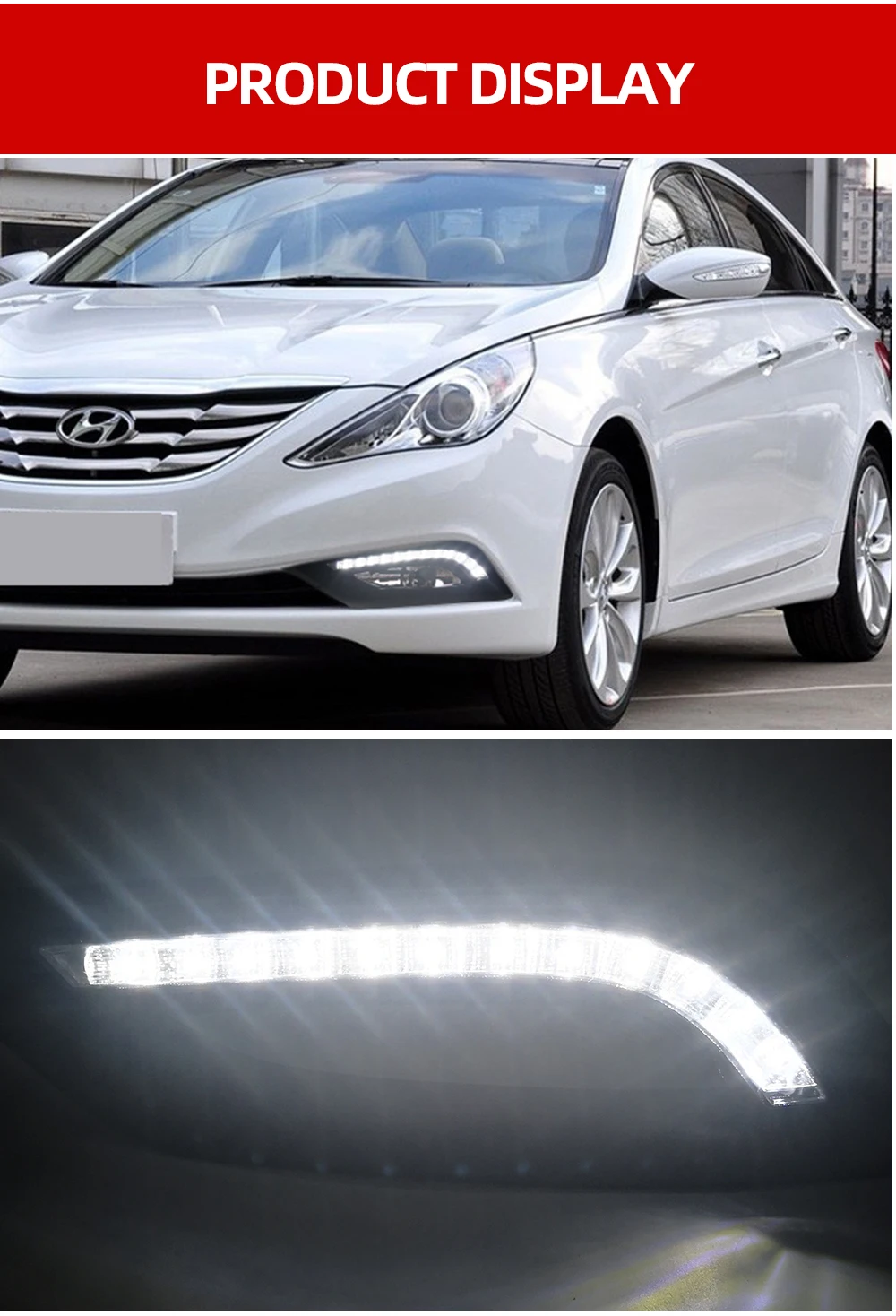 Автомобильная проблесковая 1 пара 12v авто светодиодный дневные ходовые огни для hyundai I45 Sonata 2011 2012 2013 Габаритные огни вождения Sonata 8 противотуманная фара