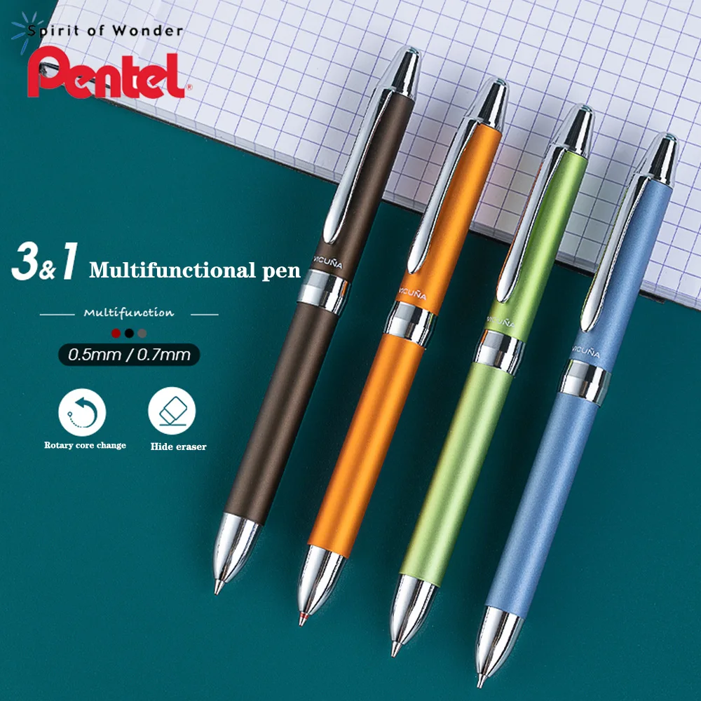 

New limited Pentel VICUNA Three-in-one Multi-function Pen Metal Pen Body 0.7mm Gel Pen 0.5mm Mechanical Pencil