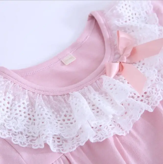 Летняя однотонная хлопковая ночная рубашка с кружевным воротником и коротким