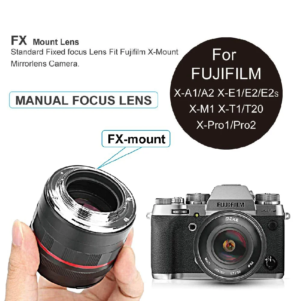 Meike 50 мм f1.7 полноразмерный объектив с ручной фокусировкой для Fuji X | Электроника