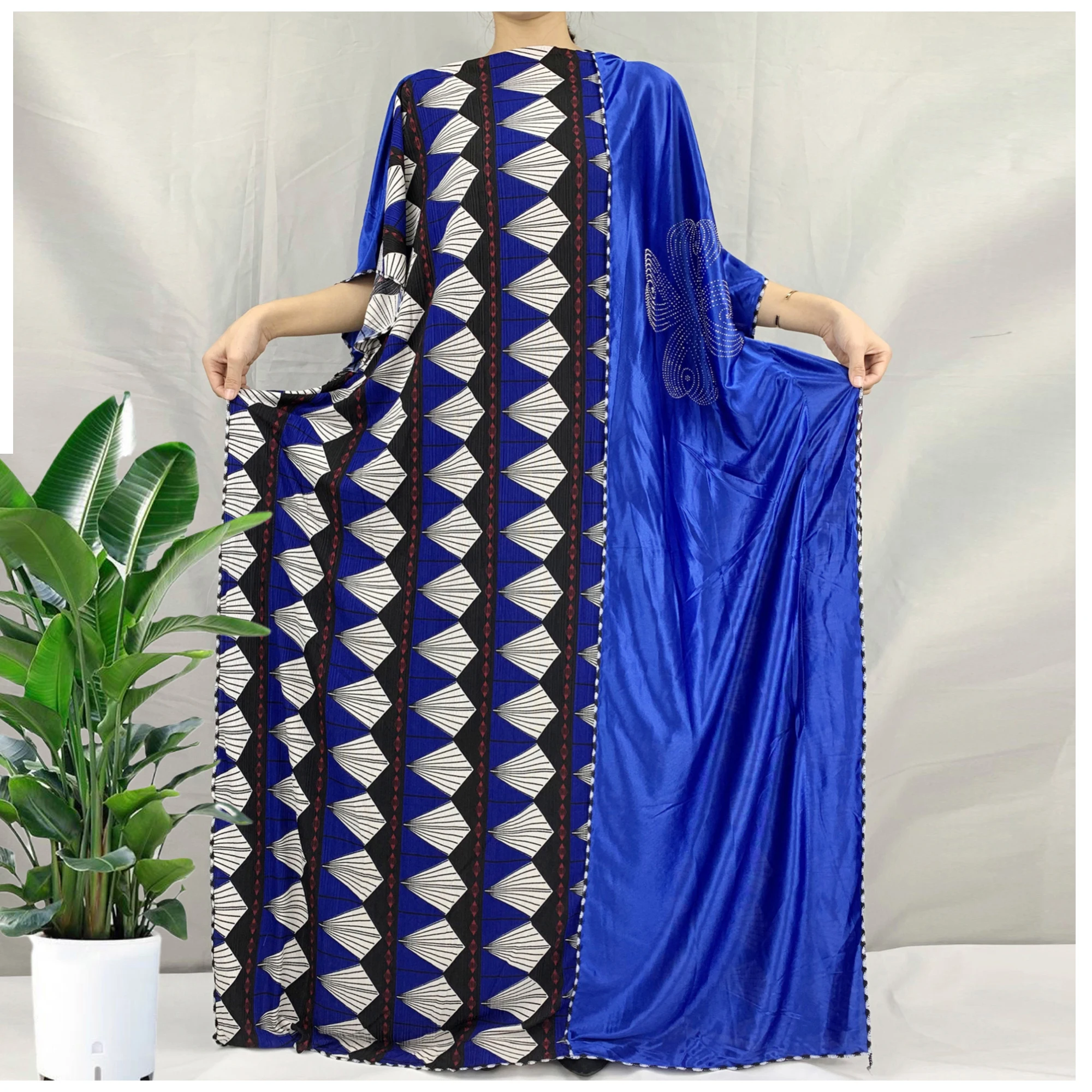 Vestido Dashiki holgado de seda para mujer, vestido largo con estampado bohemio, caftán Abaya musulmán elegante, para fiesta