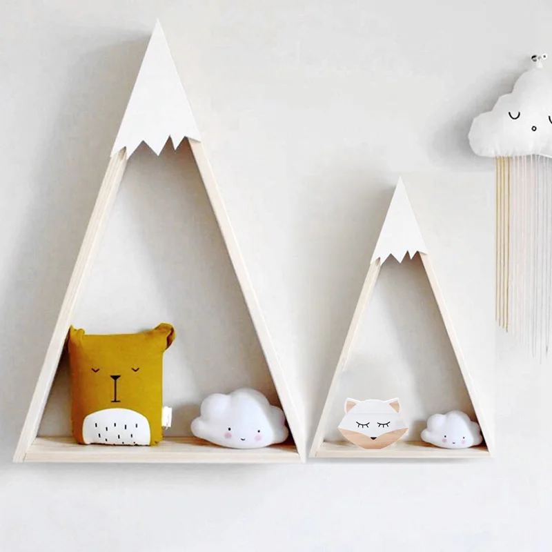 

Стеллаж для хранения в скандинавском стиле, деревянная треугольная накладка в виде Снежной Горы, настенная подвесная полка, декоративные д...