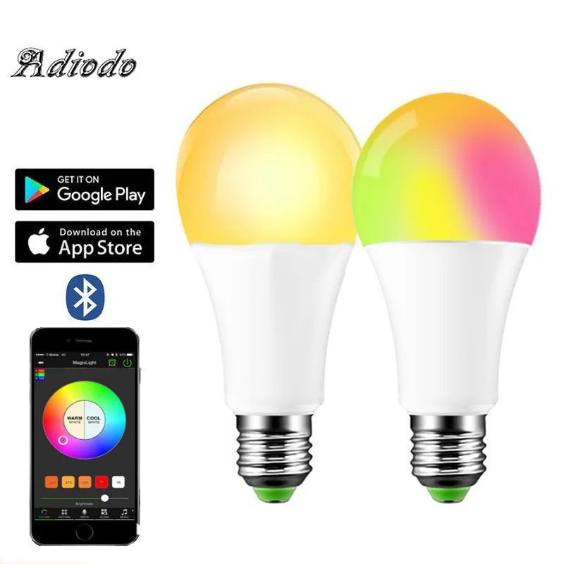 Светодиодный светильник с дистанционным управлением 5 Вт 10 15 RGB 110 В 220 Bluetooth E27