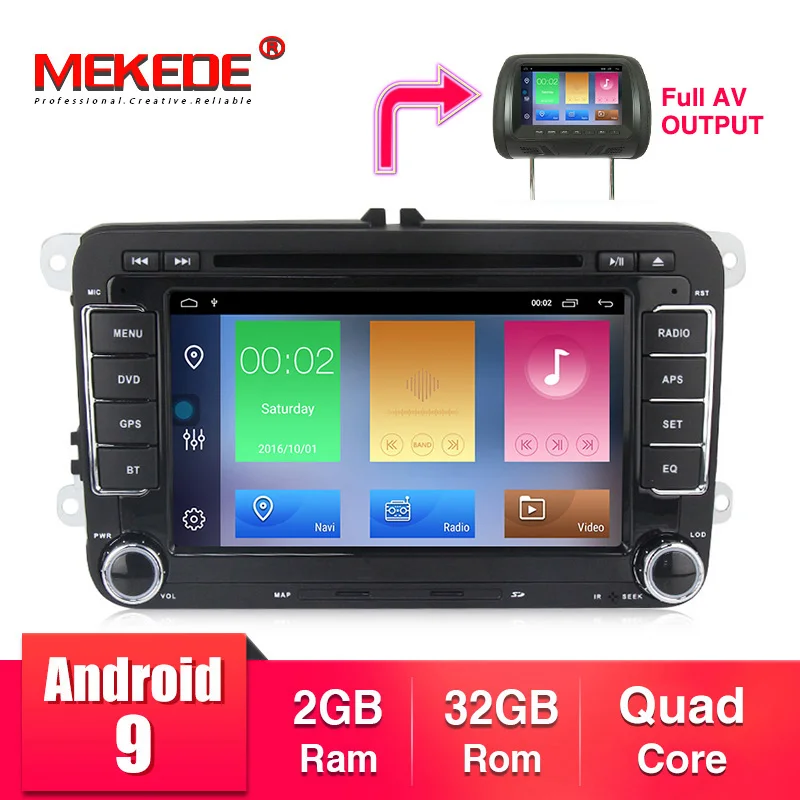MEKEDE Android 9,1 2+ 32G автомобильное радио gps навигация для volkswagen Skoda Octavia golf 5 6 touran passat B6 polo tiguan RDS DVD