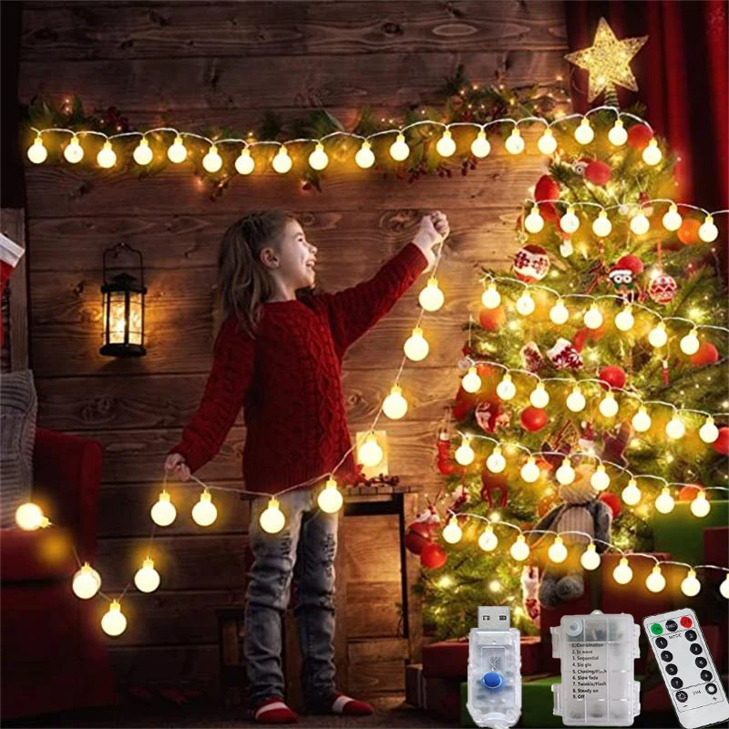 10 м/6 м светодиодная гирлянда с шариками Сказочная аккумулятором USB пульт