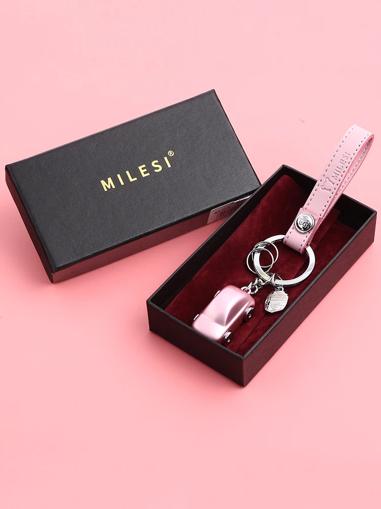 

Milesi Couple Metal Car Shape Key chain LED Light Keychain Lover Housekeeper Key Holder Charm pendant K0196