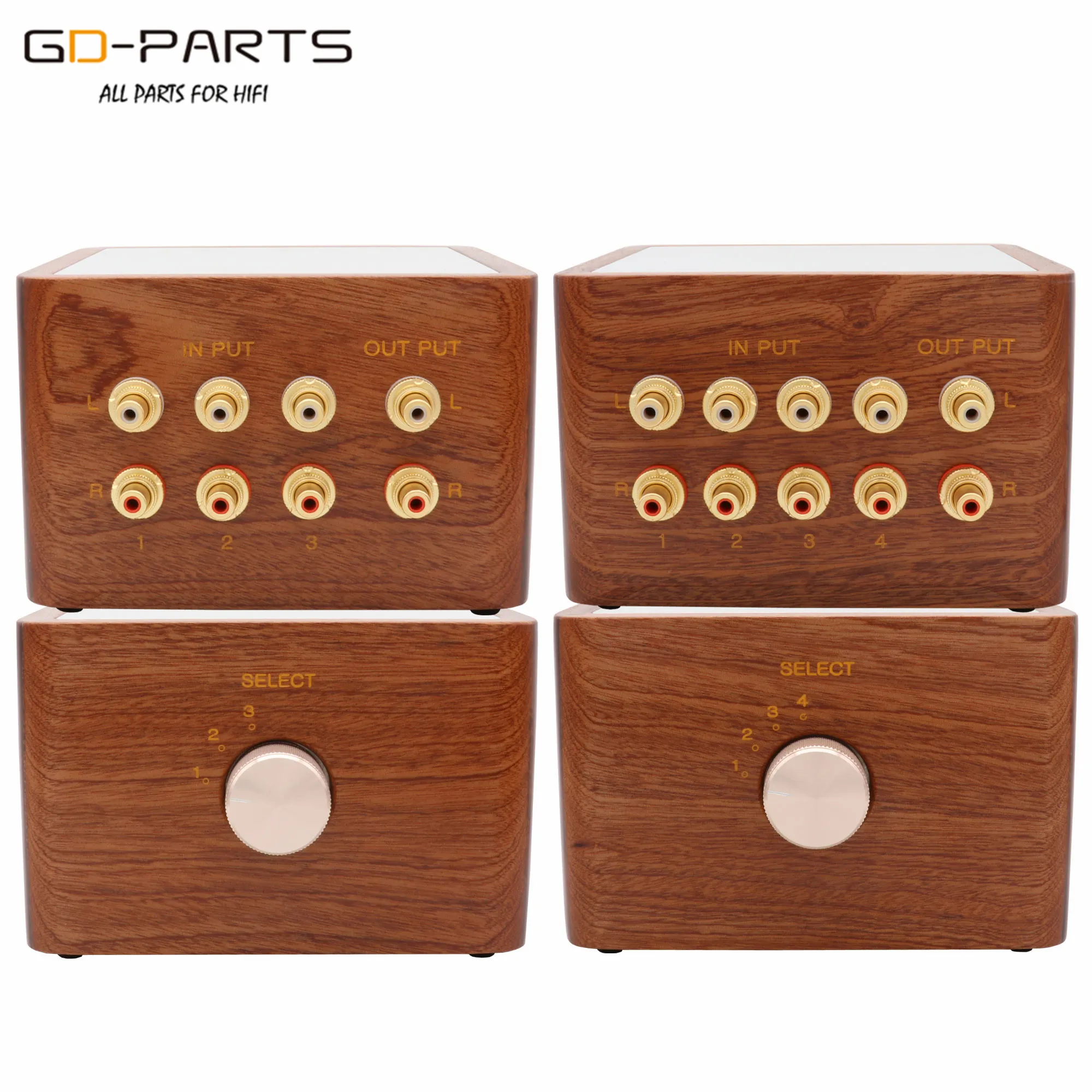 

3 Ways Audio Signal Sources Selector Changer EIZZ Signal Selector Solid Wood Chassis 24K Gold Plated RCA Jacks WBT Solder