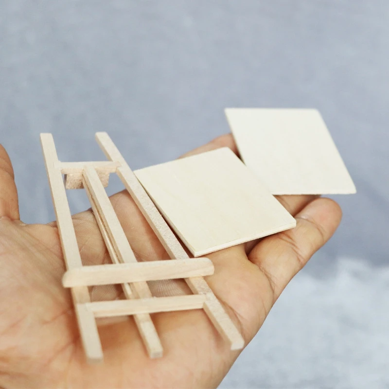 

1:12 Scale Dolls House Miniature Artist Paint Palette and Easel Drawing Board Fit for Dollhouse Decoration Toys