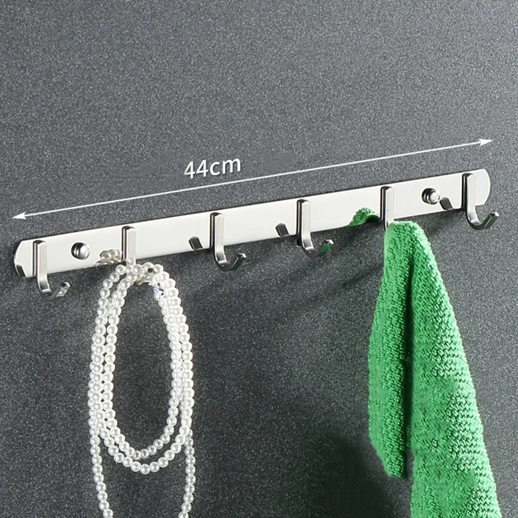 

Stainless Steel Wall Hanging Bathroom Towel Kitchen Hook 6 Hook Double Hanging Lock Type Sucker Bathroom Hook Organizer