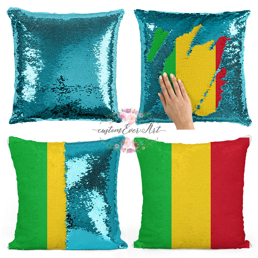 

Mali Personalized custom picture pillow coverhome pillow reversible mermaid sequin pillow case cover