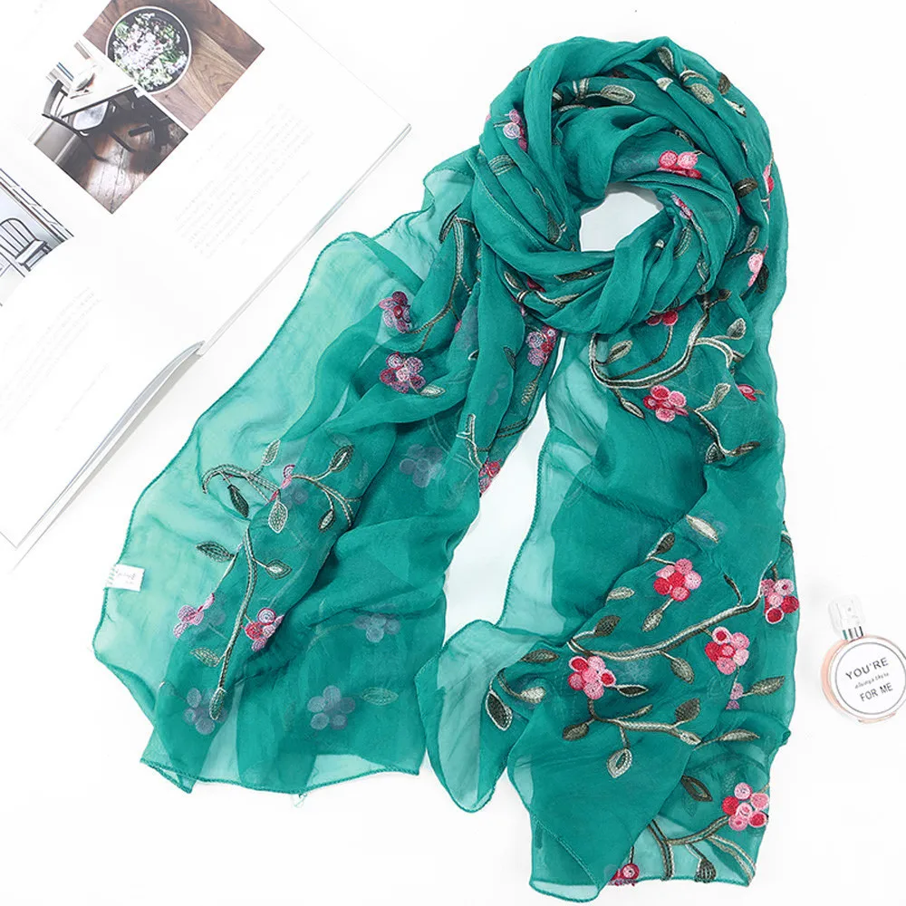 Новая мода высокое качество пашмины шарф для женщин дамы вышивка шифон хиджаб