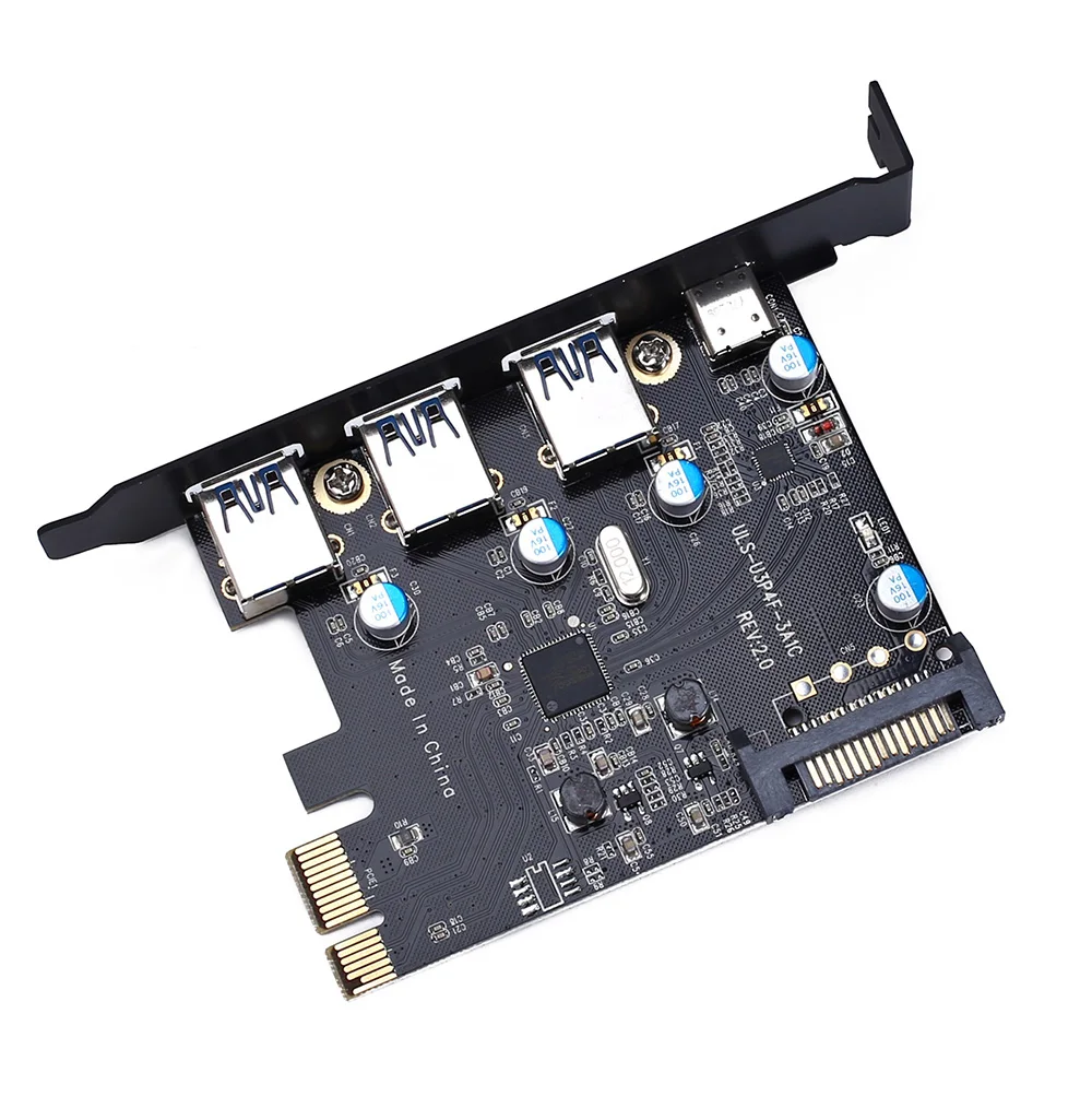 Компьютерная шина PCI E Тип C (1) и (3) USB 3 0 4 Порты разъёмы USB3.0 карты с 15 Pin SATA Мощность