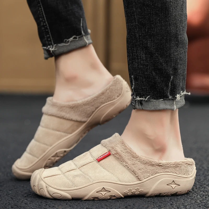 Новые мужские тапочки зимняя мягкая домашняя обувь хлопковые толстые сланцы без