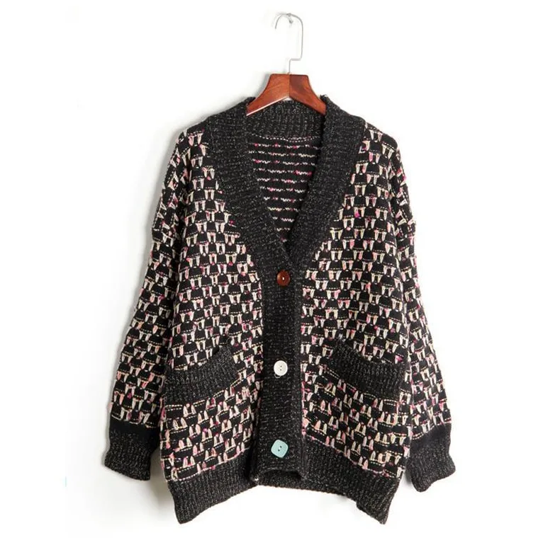 2018 женские кардиганы пальто винтажные цветные вязанные женский весенний свитер