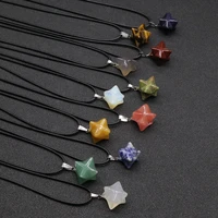 fashion star pendant necklace 11 colors natural semi precious stone pendants merkaba pendulum 3d six pointed star wholesale