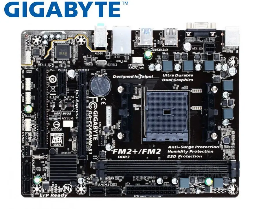 Оригинальная материнская плата A68 для Gigabyte GA-F2A68HM-S1 DDR3 Socket FM2 A68H USB3.0 SATA3 б/у