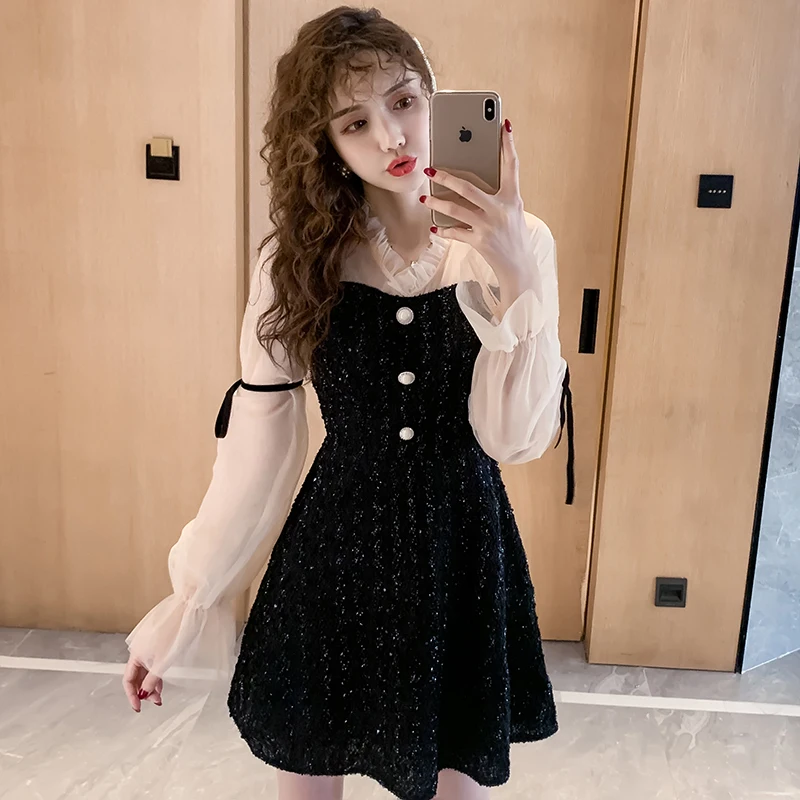 Joinyouth женское платье корейский стиль Лоскутные Ropa Mujer полностью сетчатые