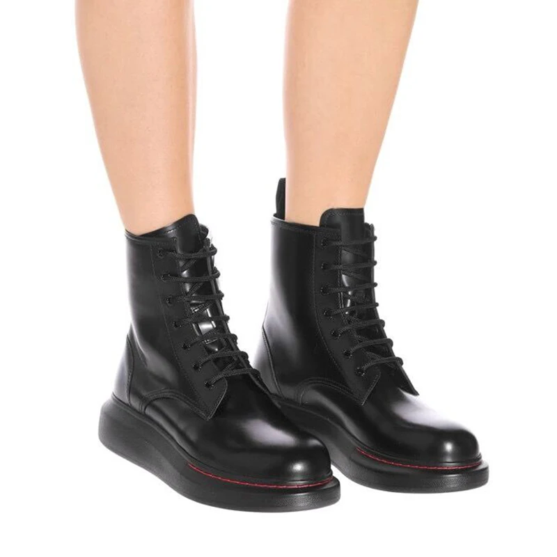 Женские ботинки на платформе популярные женские шнуровке зимние высокие