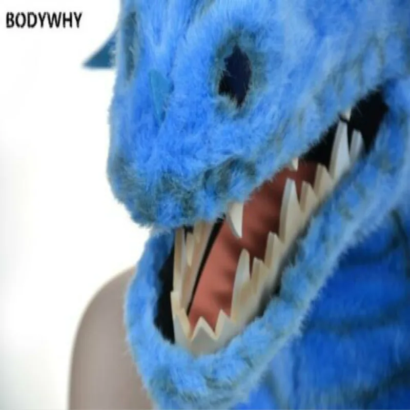Новый костюм талисмана синего дракона маска для движения головы рта на Хэллоуин
